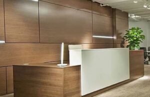 Stylish and Functional Reception Desk in Modern Offices