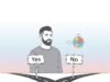 Simplifying Daily Decisions: How the Yes or No Wheel Helps You Escape Choice Overload Minimalist illustration of a person choosing between yes and no at a fork in the road, symbolizing clear decision-making using a Yes or No Wheel.