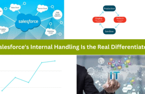 Salesforce’s Internal Handling Is the Real Differentiator Software Development Business Website in Blue Colour Blocks Style