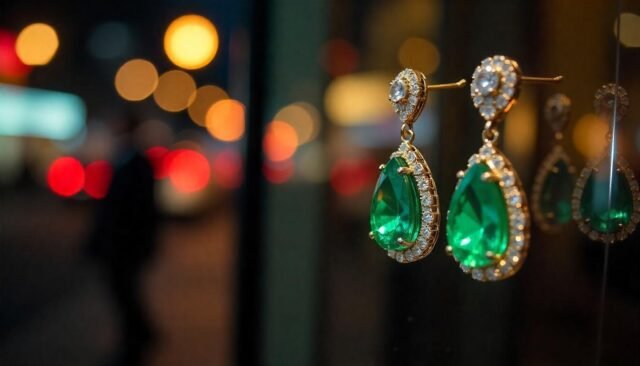 emerald diamond earrings