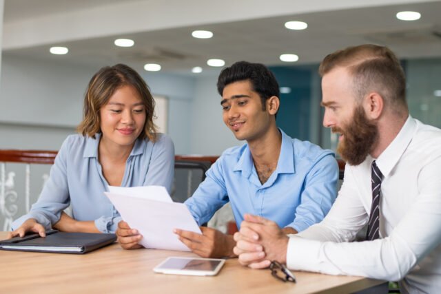 Marketing group analyzing strategy